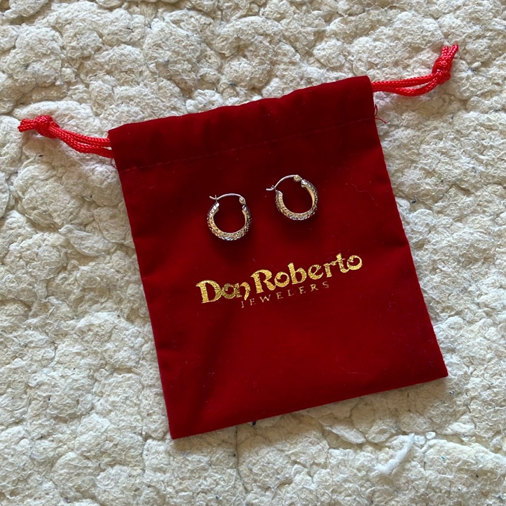 14K White Gold hoop earrings Don Roberto Jewelers